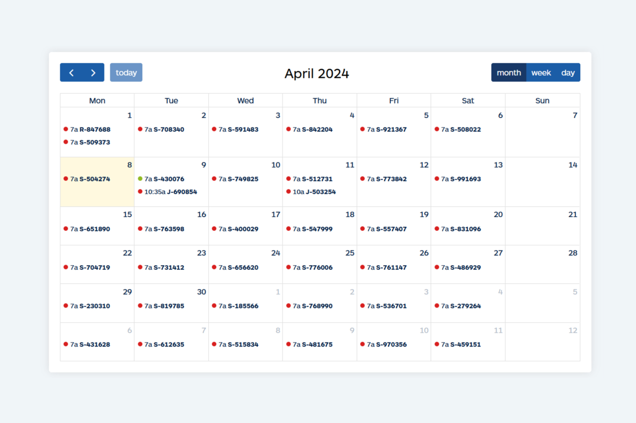 road xs calendar booking